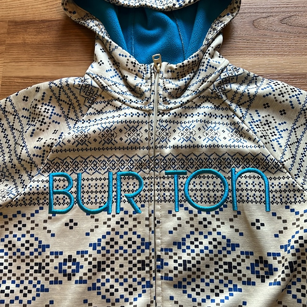 Burton WB Peak Hoodie Sweatshirt Fair Isle Fleece Lined - Picture 2 of 8